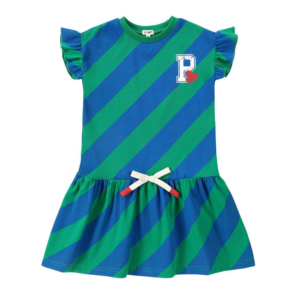 Green and Blue Diagonal Stripe Dress | Petit Rack Green and Blue Diagonal Stripe Dress | Petit Rack