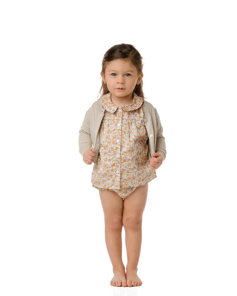 Baby Tan Knit Cropped Cardigan Petit Rack