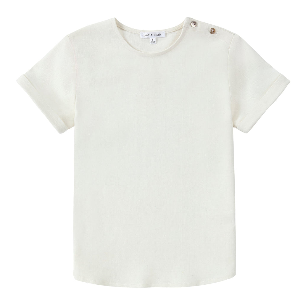 White Round Neck Shirt- Short Sleeve
