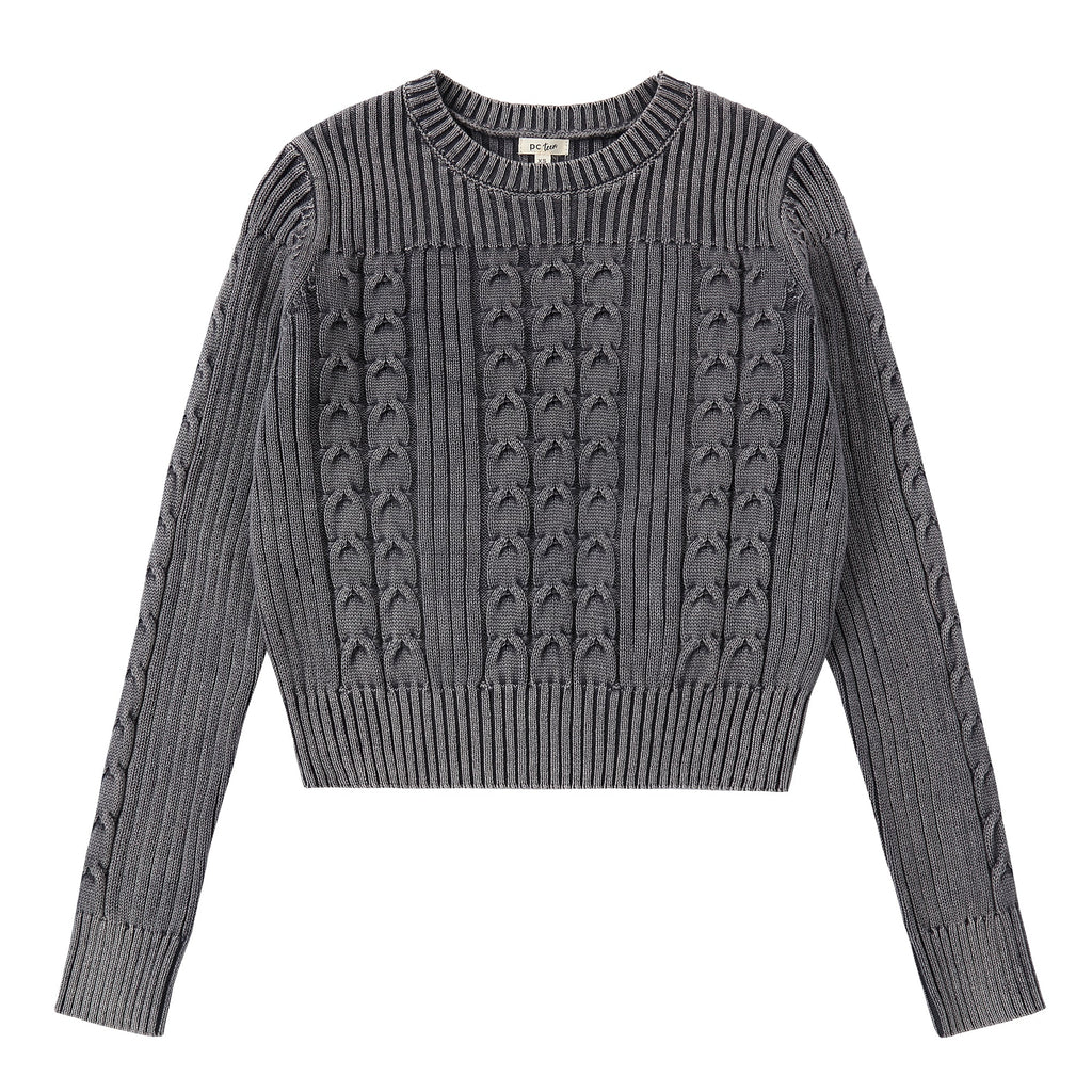 Grey Wash Cable Sweater