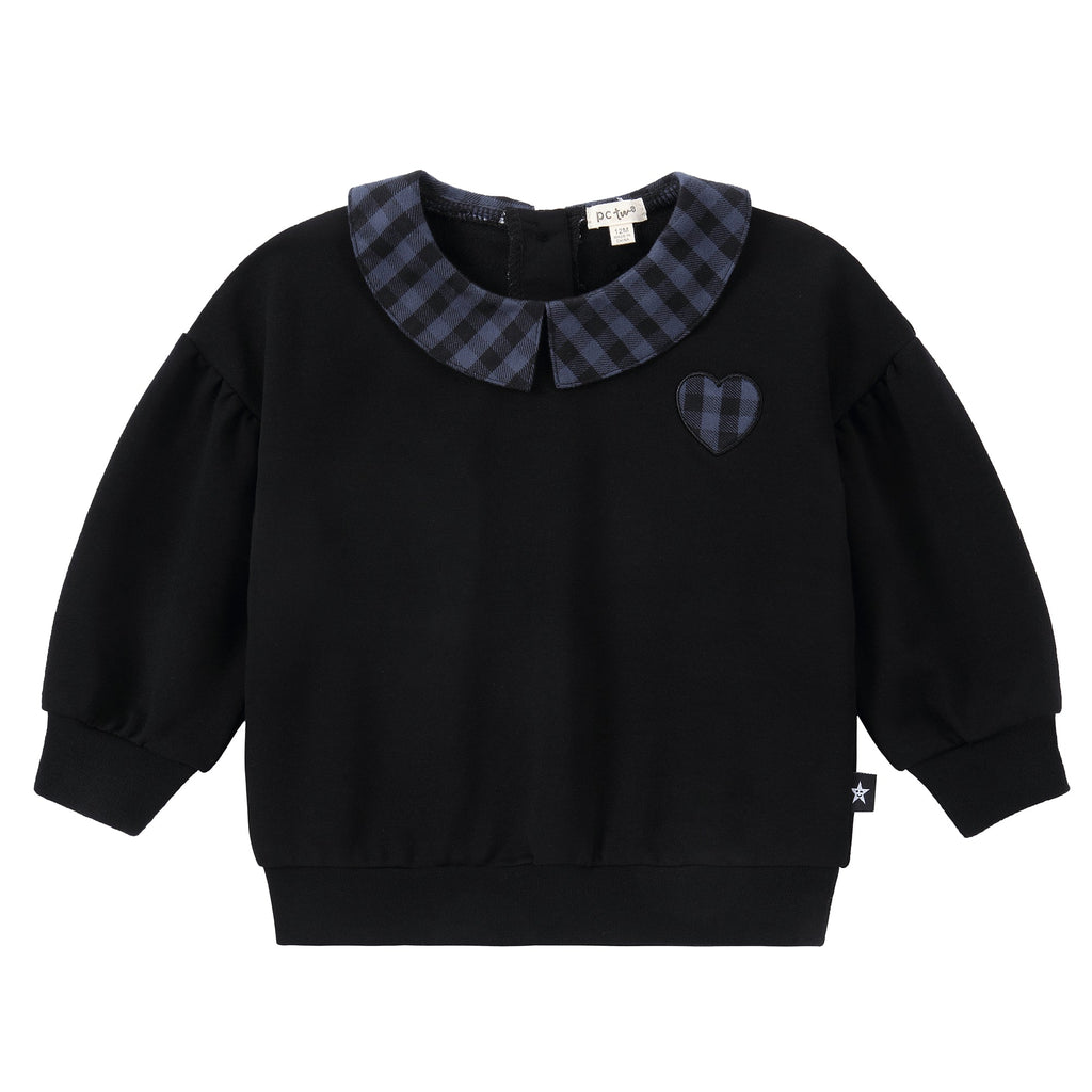 Midnight Plaid Collared Sweatshirt