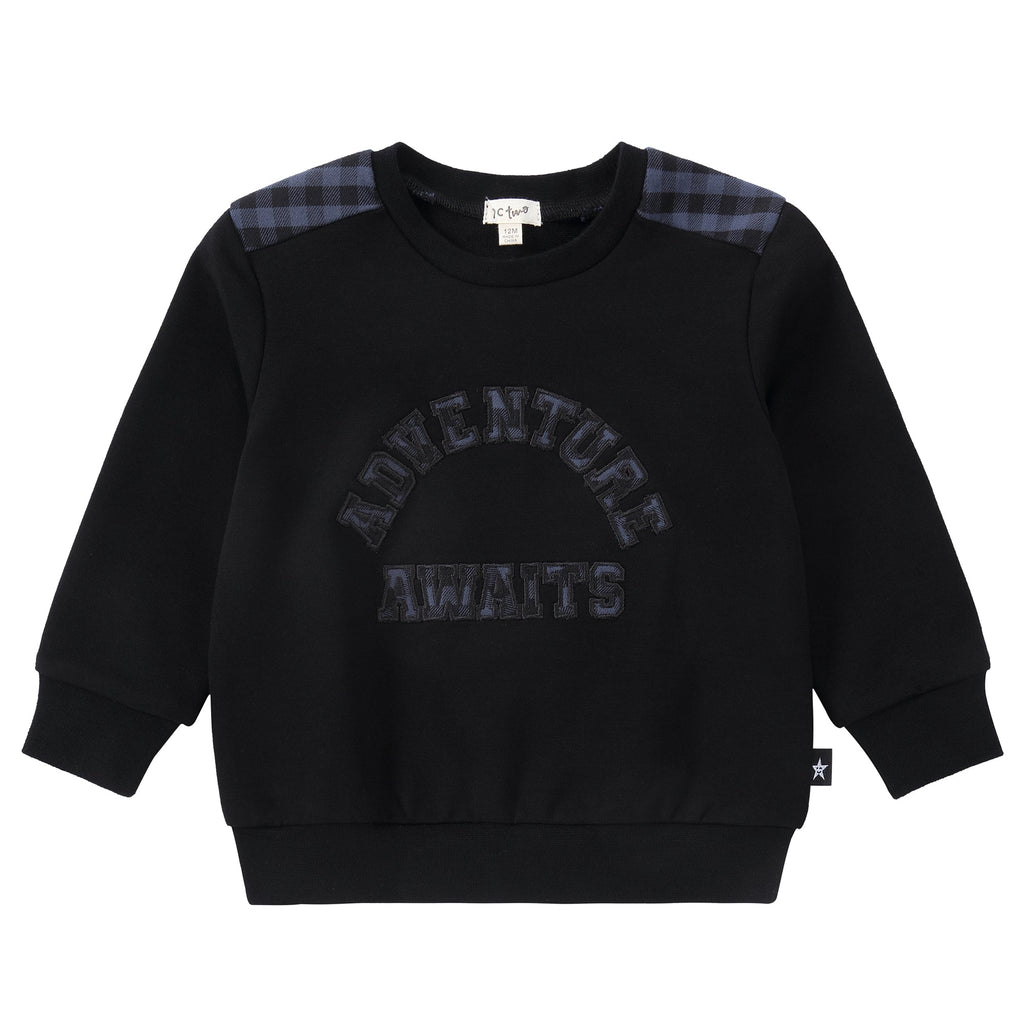 Midnight Plaid 'Adventure Awaits' Sweatshirt