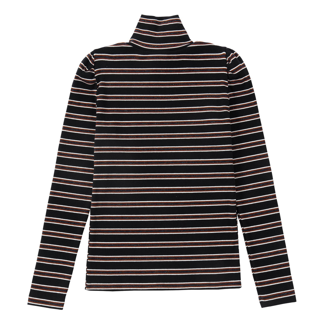 Metallic Striped Mock Neck T-Shirt