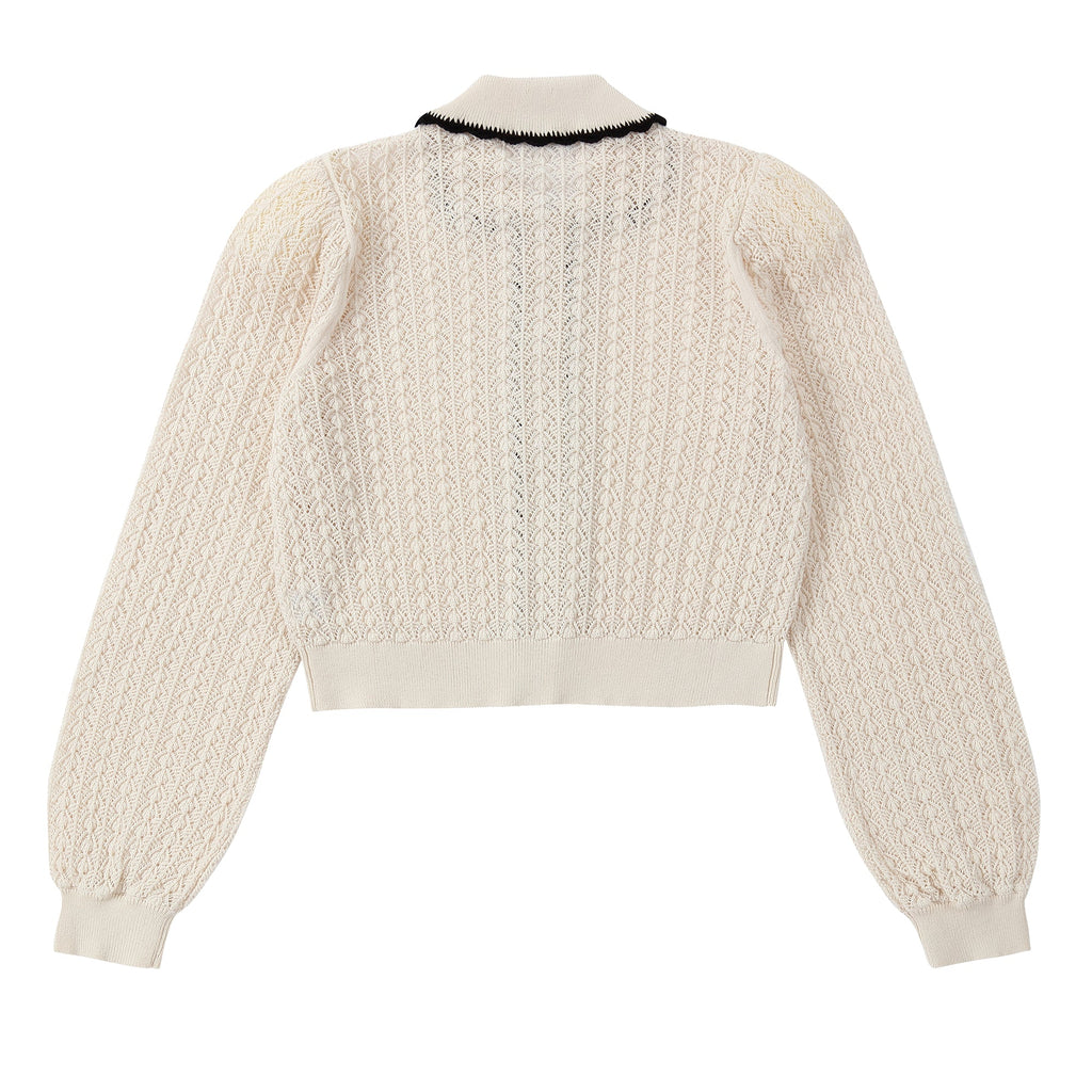 Cream and Black Trim Cardigan