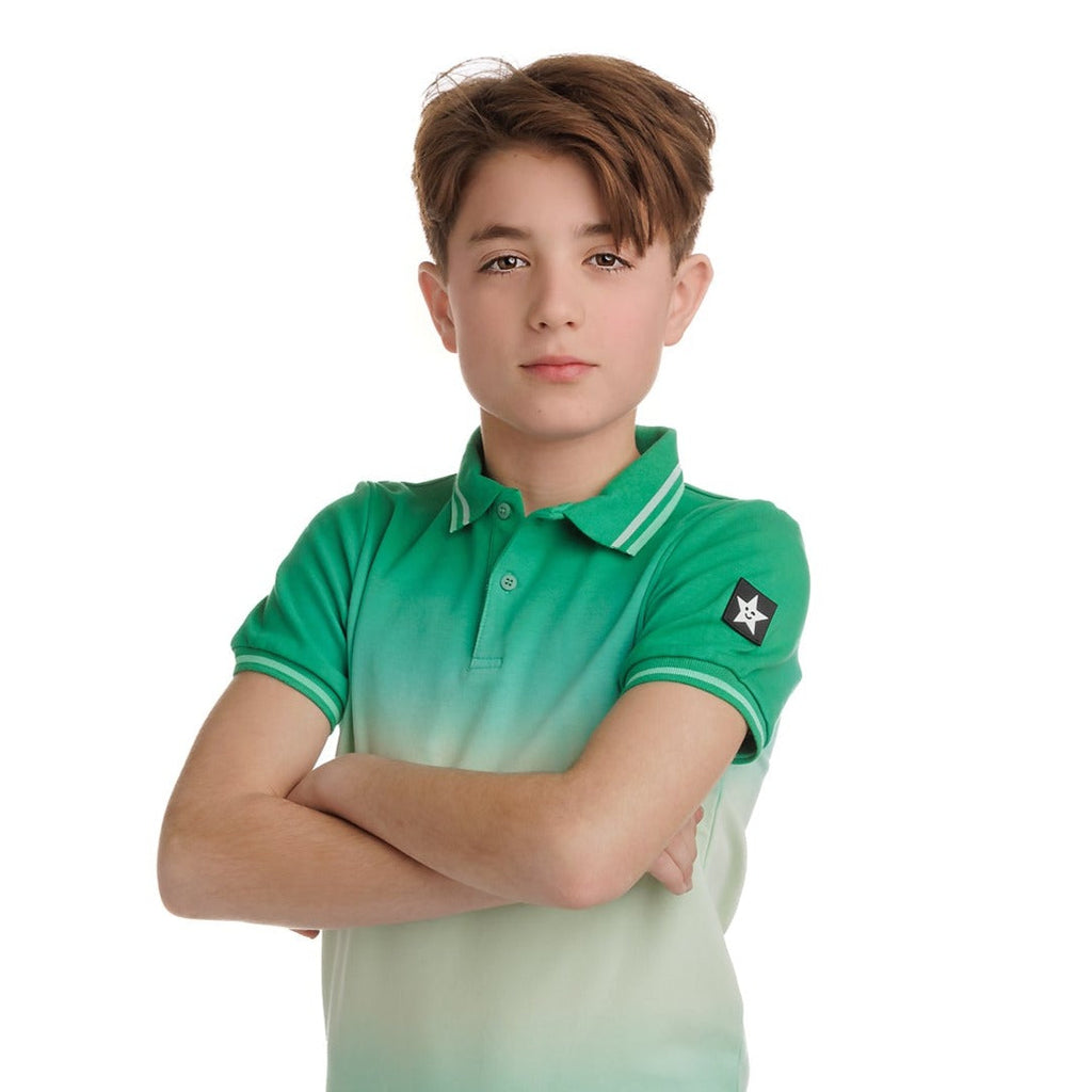 Green Ombre Dyed Short Sleeve Polo