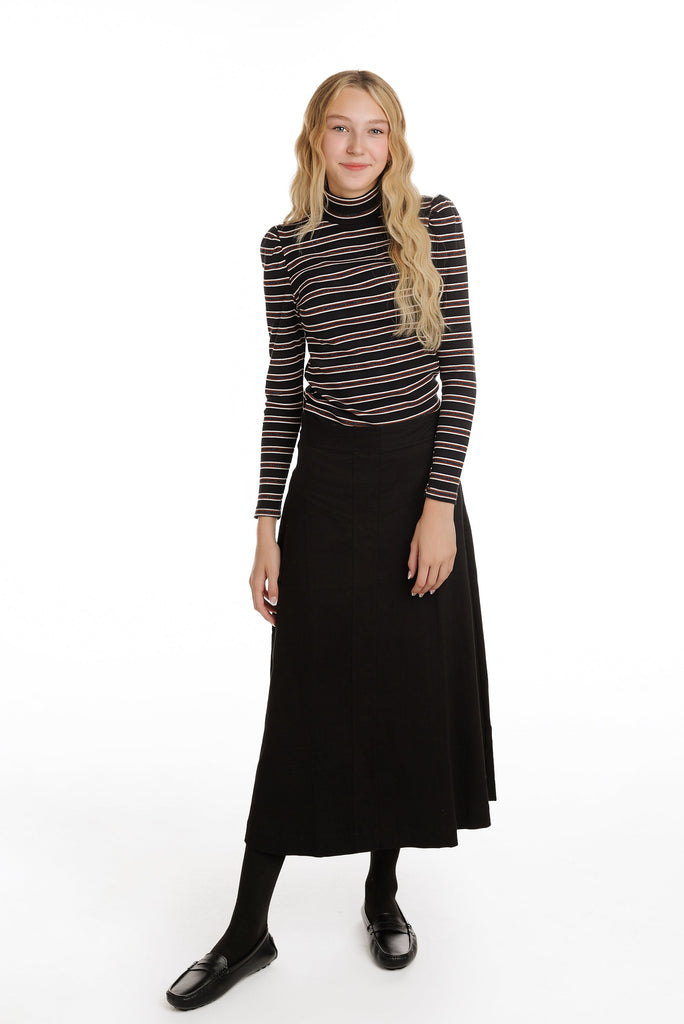 Metallic Striped Mock Neck T-Shirt