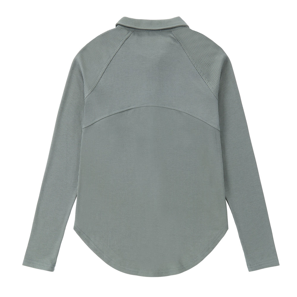 Sage Button Down Ribbed Top
