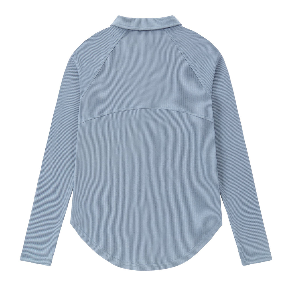 Sky Blue Button Down Ribbed Top
