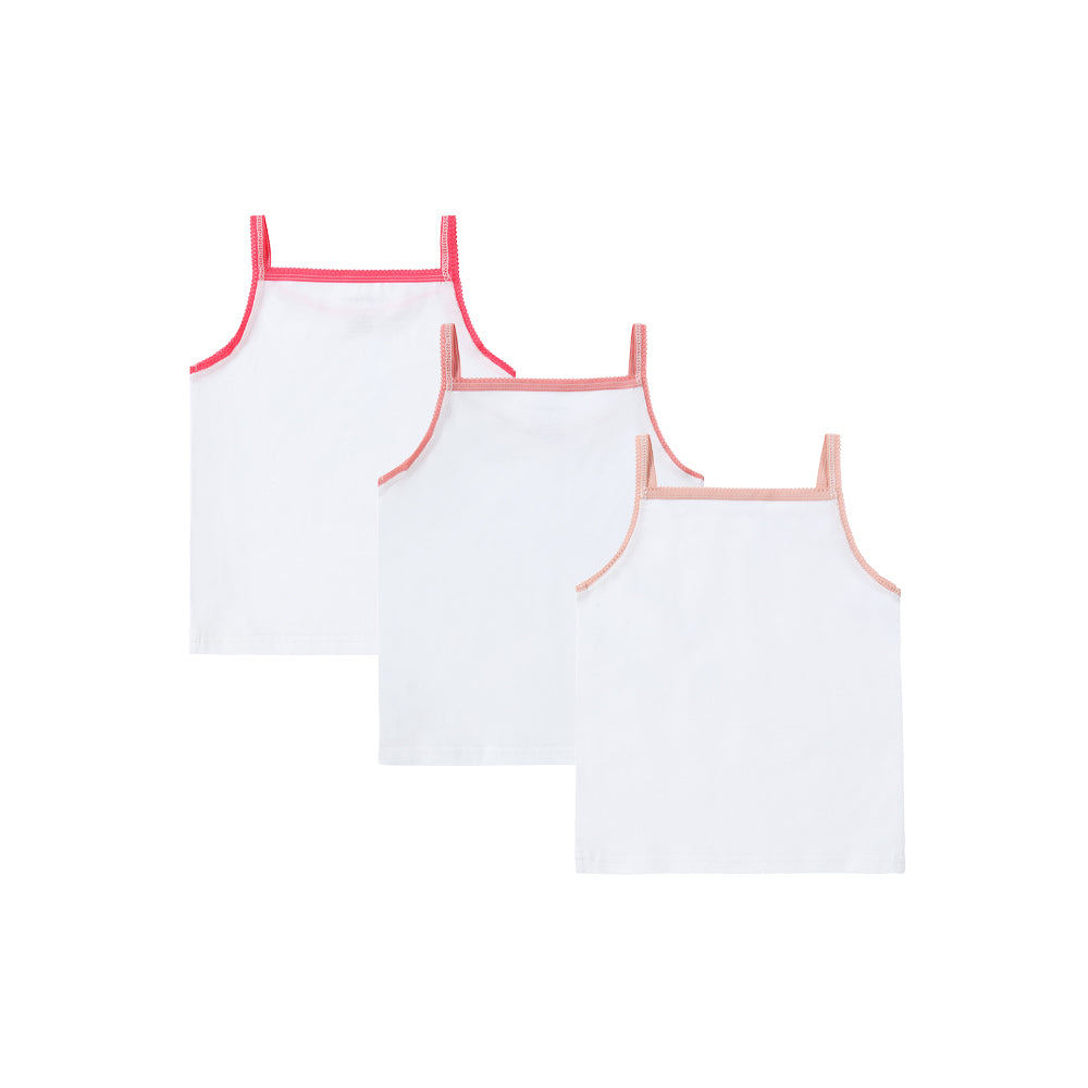 Girl 3pc Undershirt - White/ Colored Trim