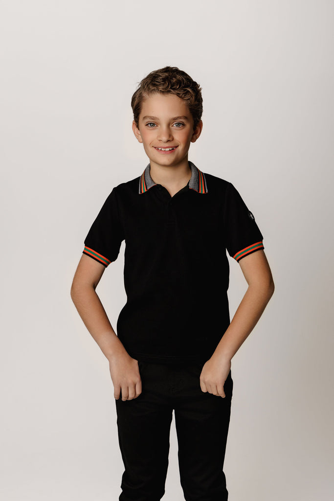 Black / Orange Trim Polo | Petit Rack