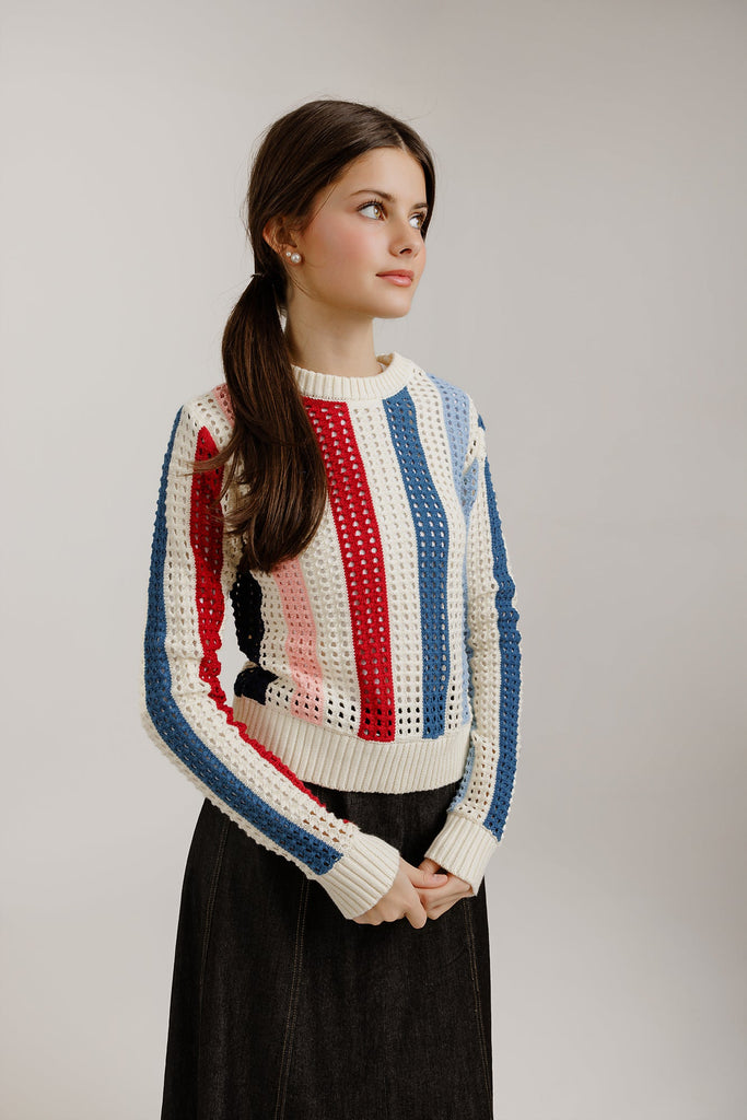 Fp Colorblock Sweater Color Block Open Knit Sweater | Petit Rack