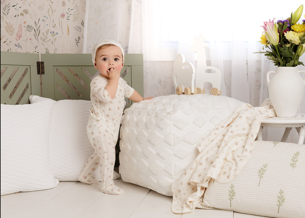 Pink Floral Striped Footie | Petit Rack
