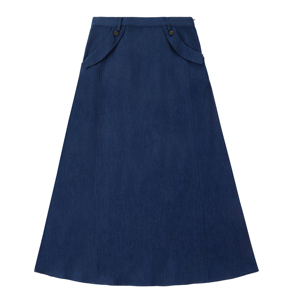 Dark Denim Folded Pocket Skirt | Petit Rack