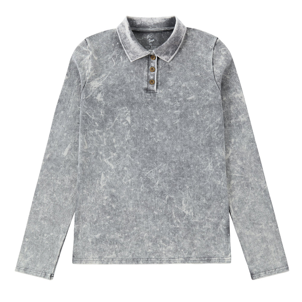 Grey Stretch Denim Polo
