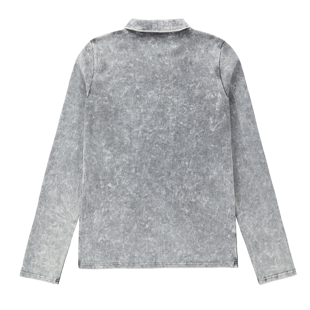 Grey Stretch Denim Polo