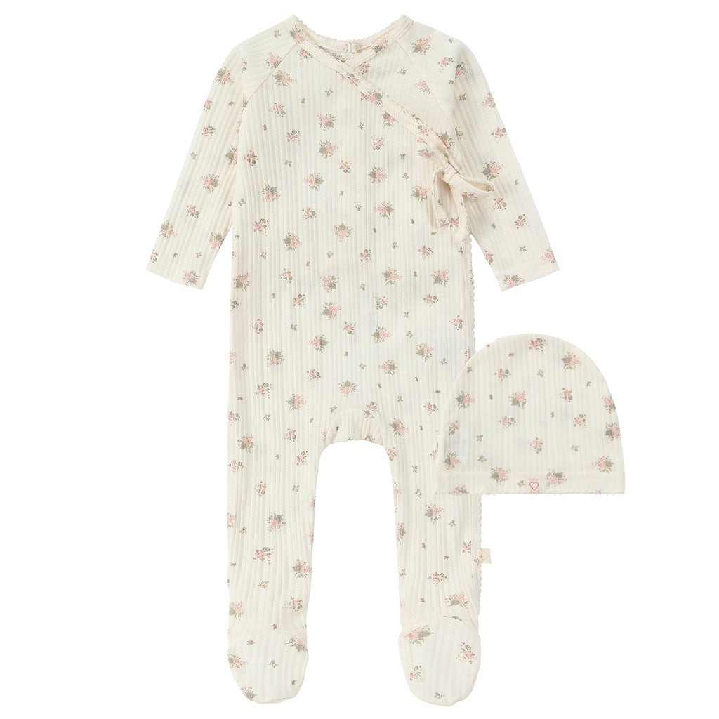 Pink Floral Striped Footie | Petit Rack