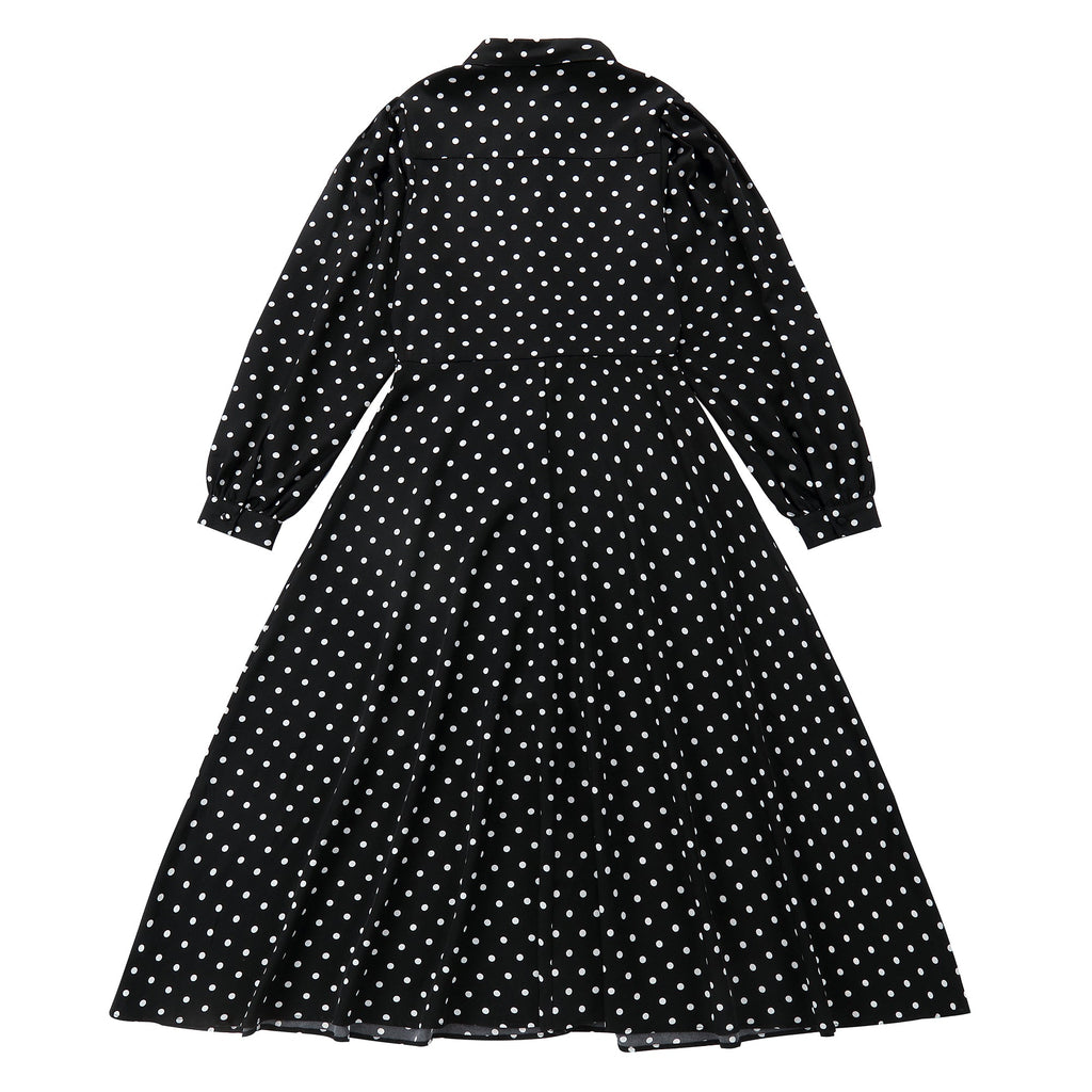 black dot dress for women Black Polka Dot Ruffle Maxi Dress - All Dresses