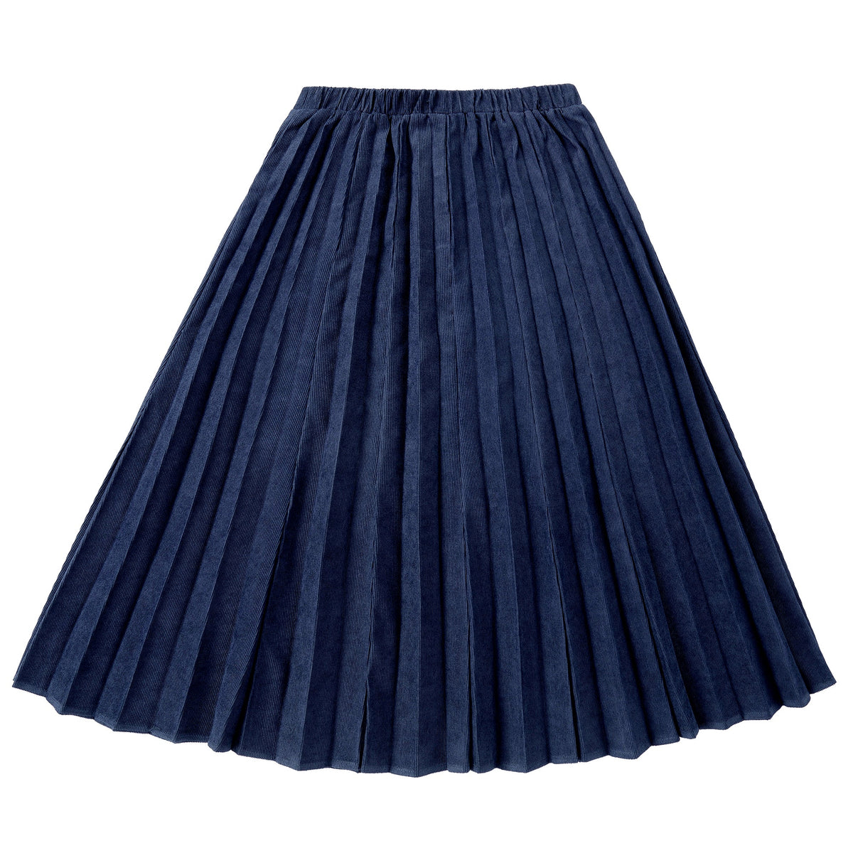 Blue Corduroy Midi Sunburst Pleated Skirt | Petit Rack