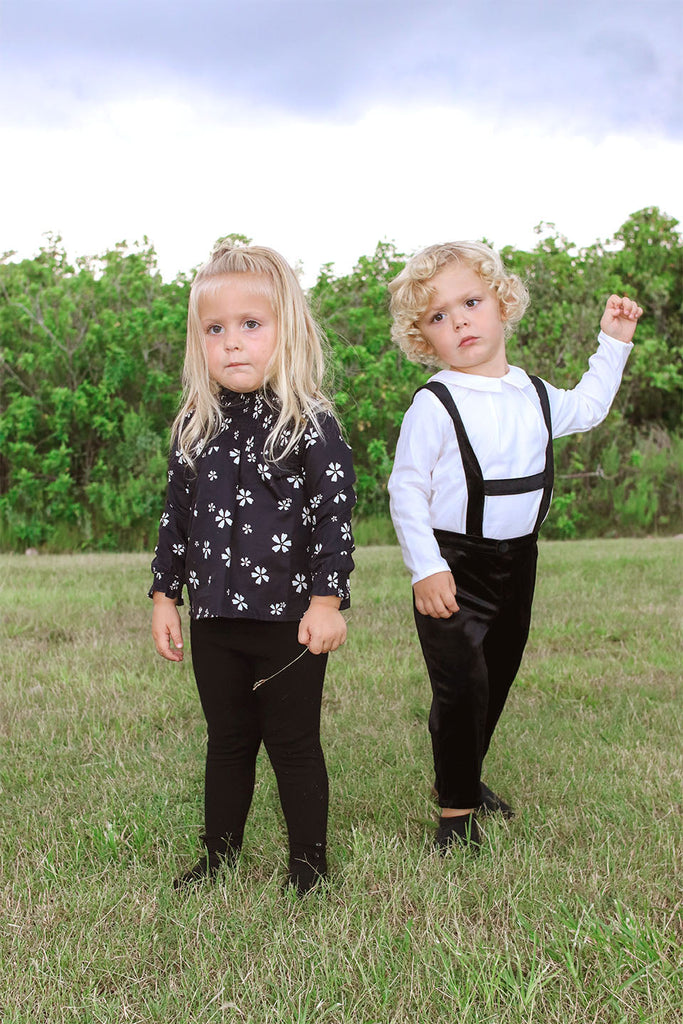 Black and Ivory Floral Baby Top