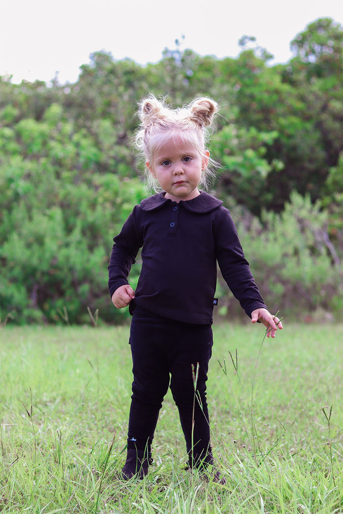 Black Peter Pan Collar Shirt