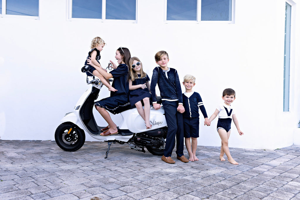 Navy Linen Embroidered Dress