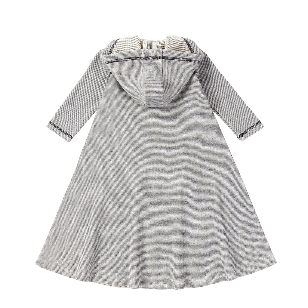 Heather Waffle Swing Dress with Hood and Pocket Details