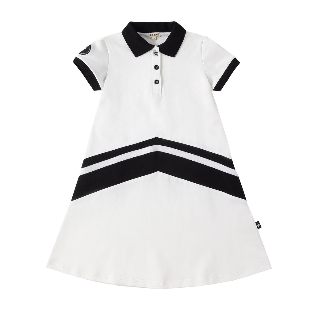 Girls Black and White Polo Dress