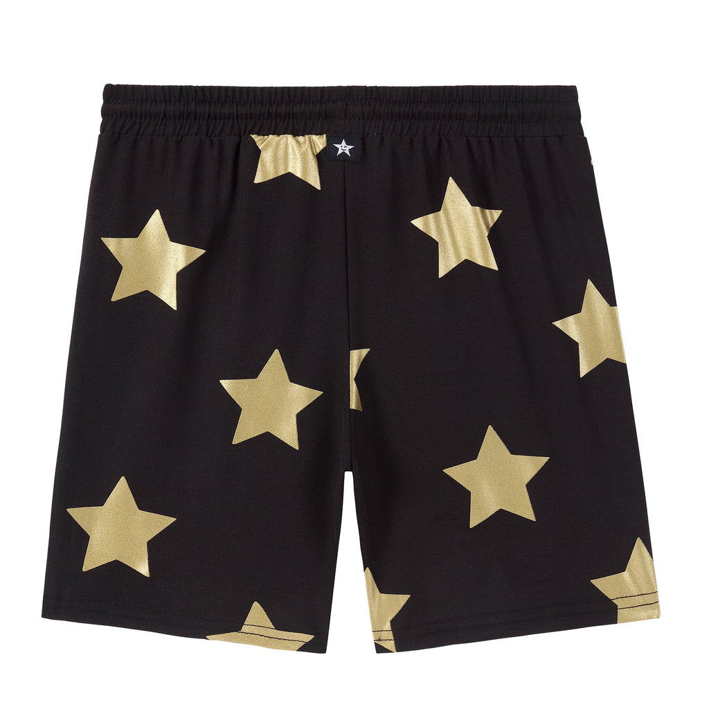 Black Swim Trunk With Gold Star Print