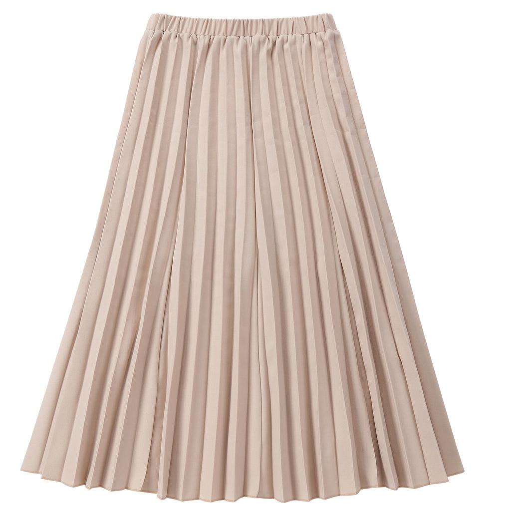 Teens Tan Pleated Midi Skirt