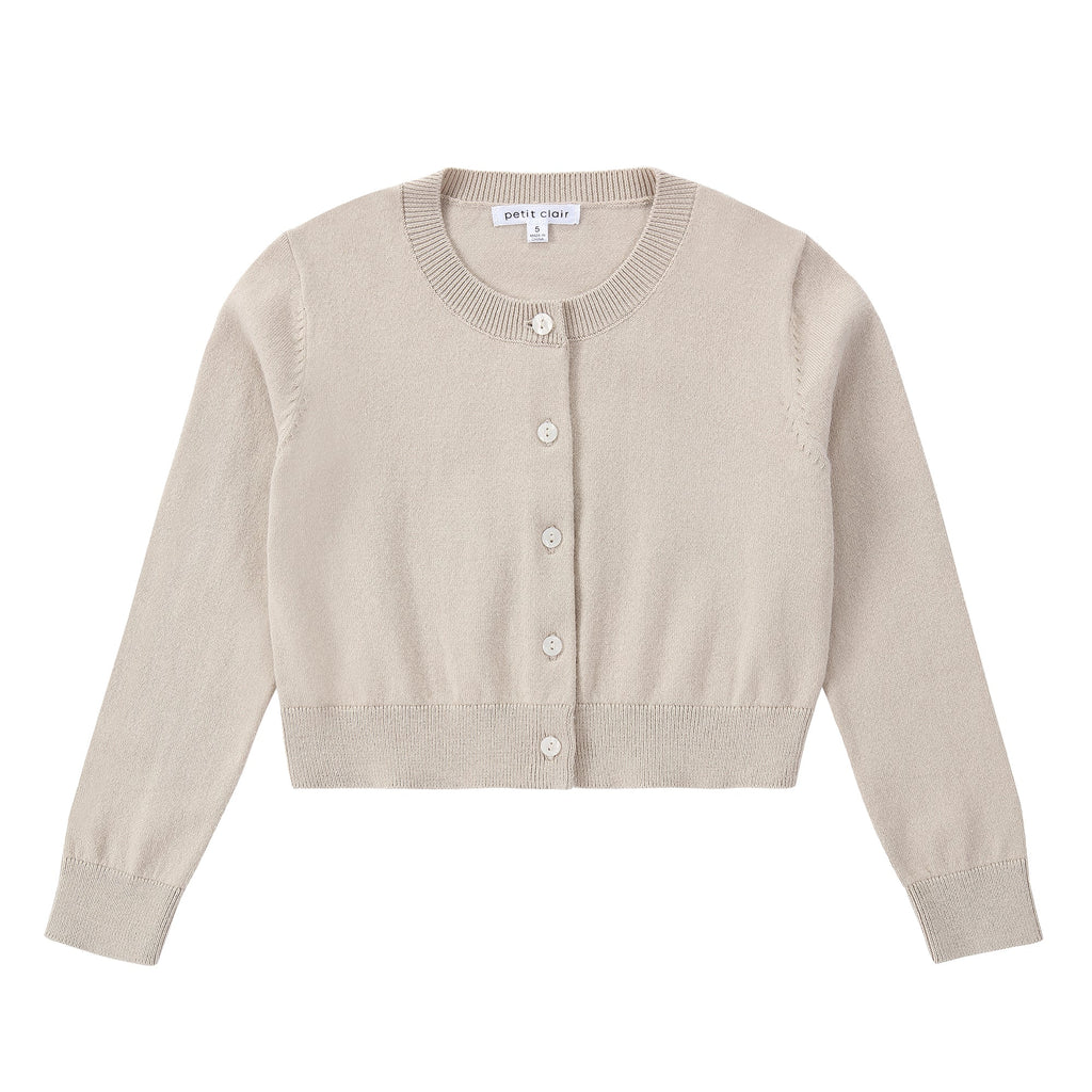 Tan Knit Cropped Cardigan