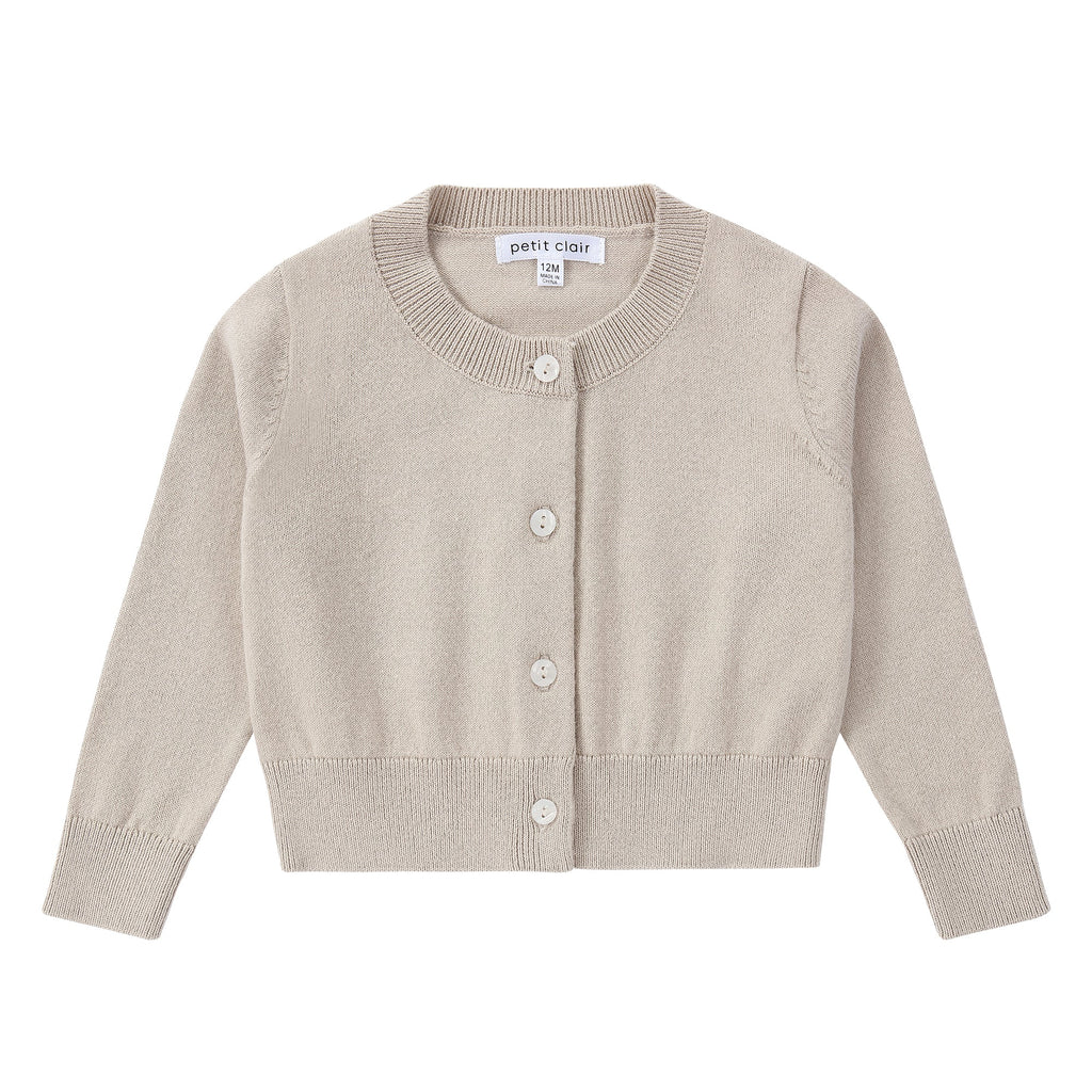 Baby Tan Knit Cropped Cardigan