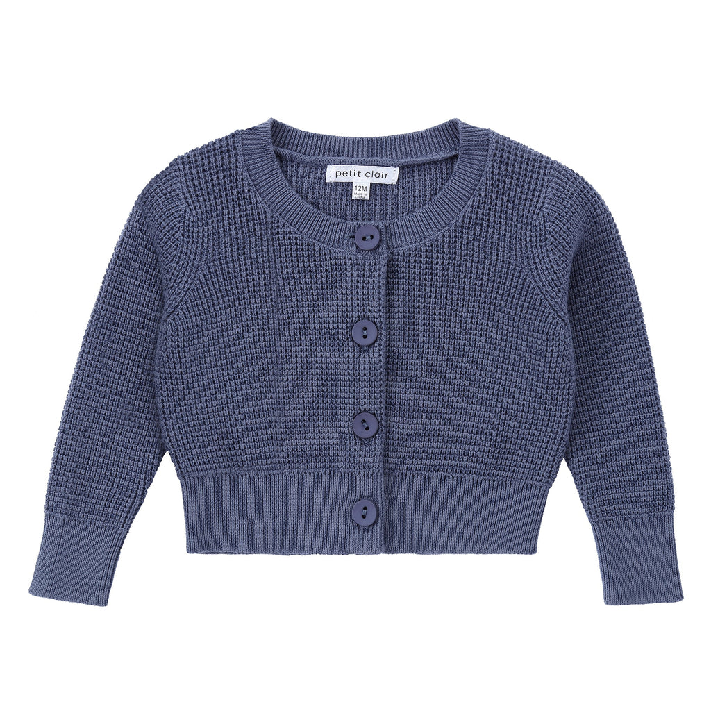 Baby Dusty Blue Cropped Cardigan