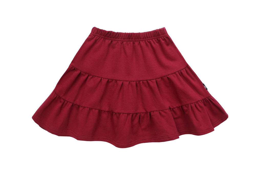 Girls Burgundy Tiered Skirt