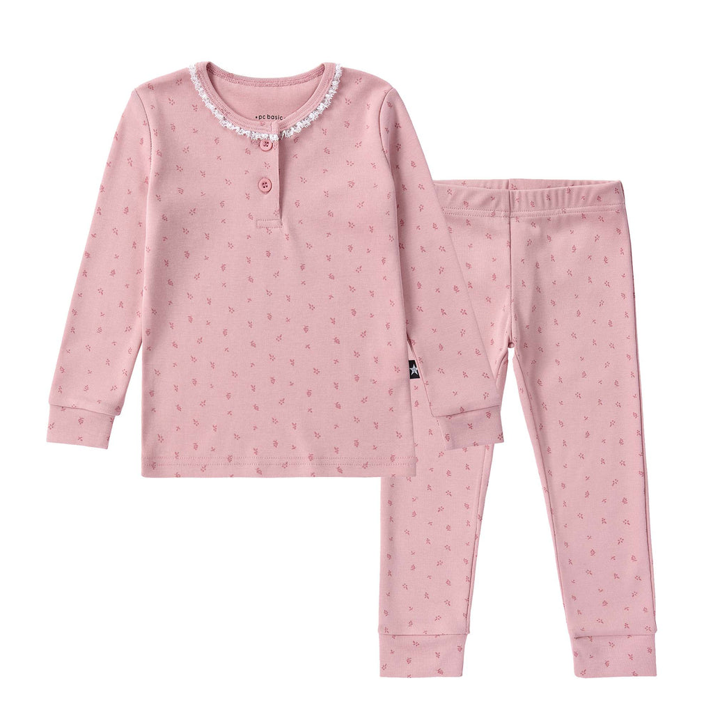 Pink Floral Print Henley Pajama