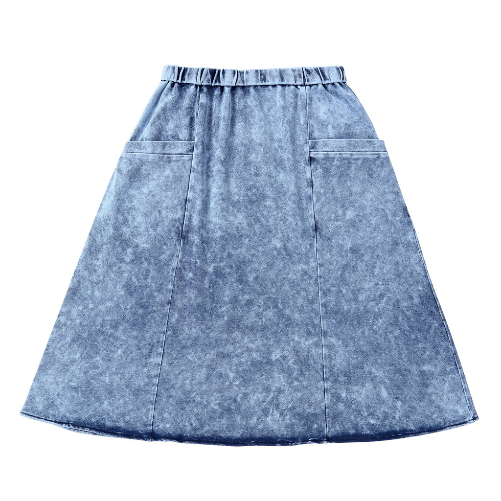 Teens Acid Wash Skirt with Pocket Details