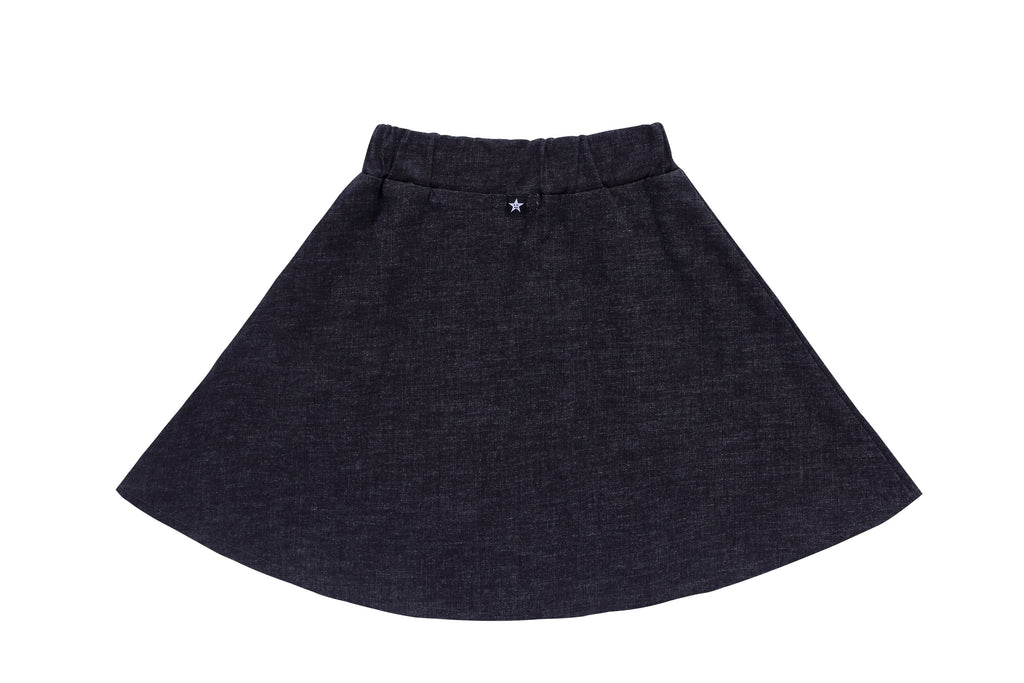 Girls' Zipper Skirt in Charcoal Denim