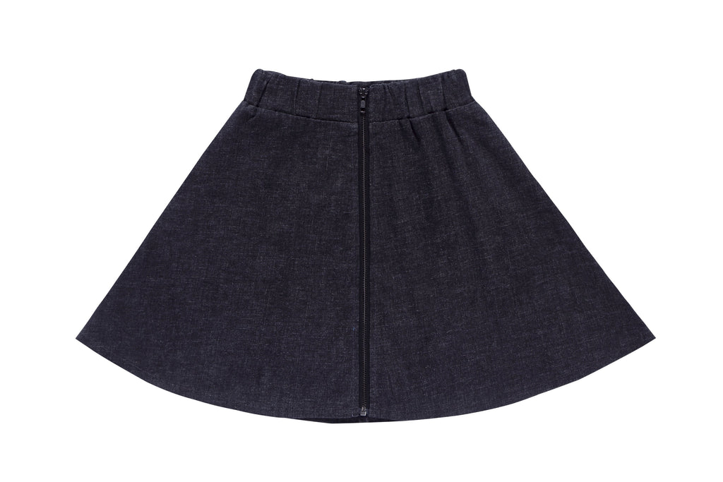 Girls' Zipper Skirt in Charcoal Denim