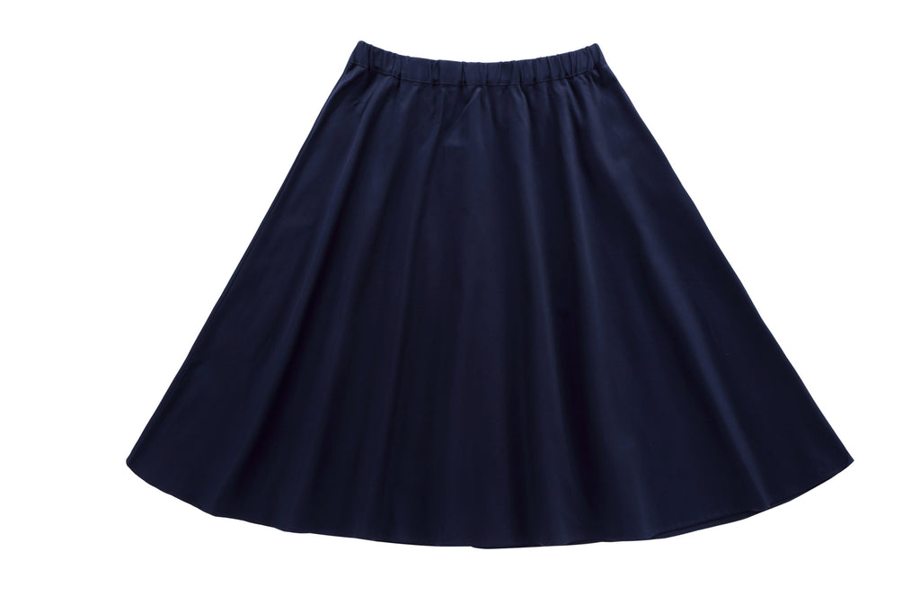 Girls' Polished Cotton Skirt in Navy