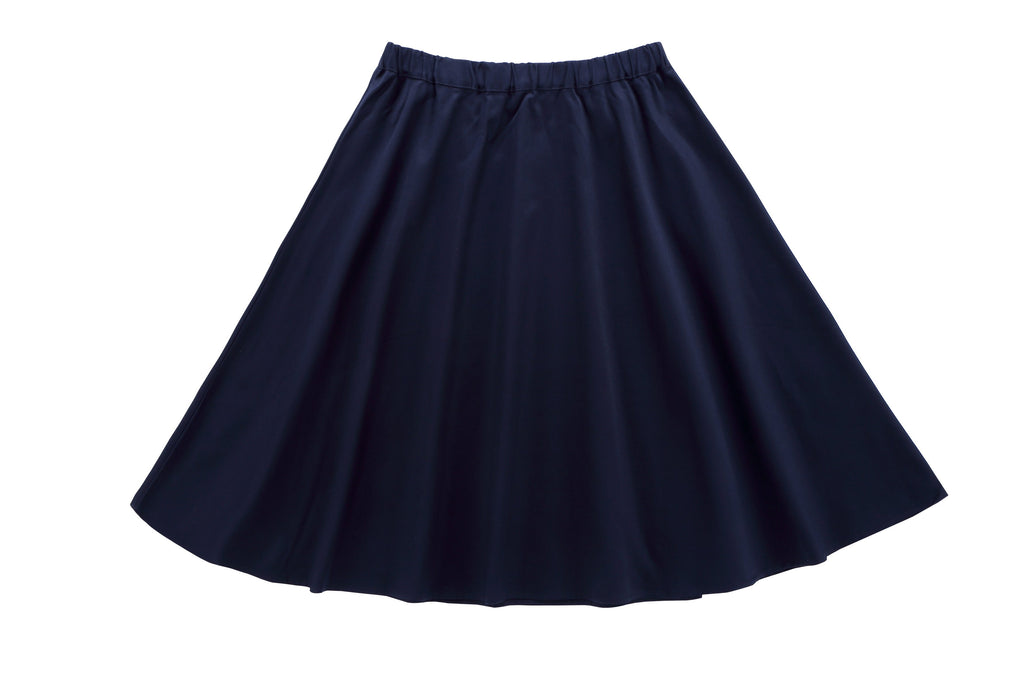 Girls' Polished Cotton Skirt in Navy