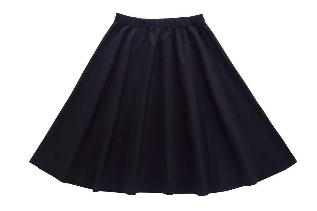 Girls' Polished Cotton Skirt in Black