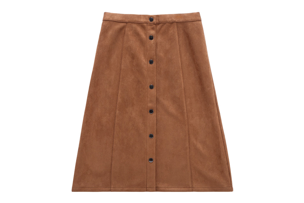 Teens' Suede Skirt in Camel