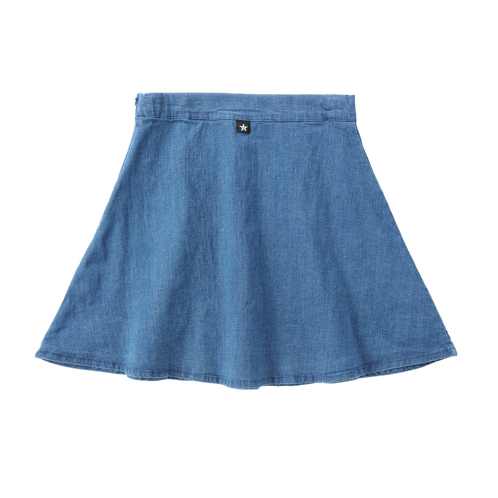 Girls Wrap Blue Denim Skirt