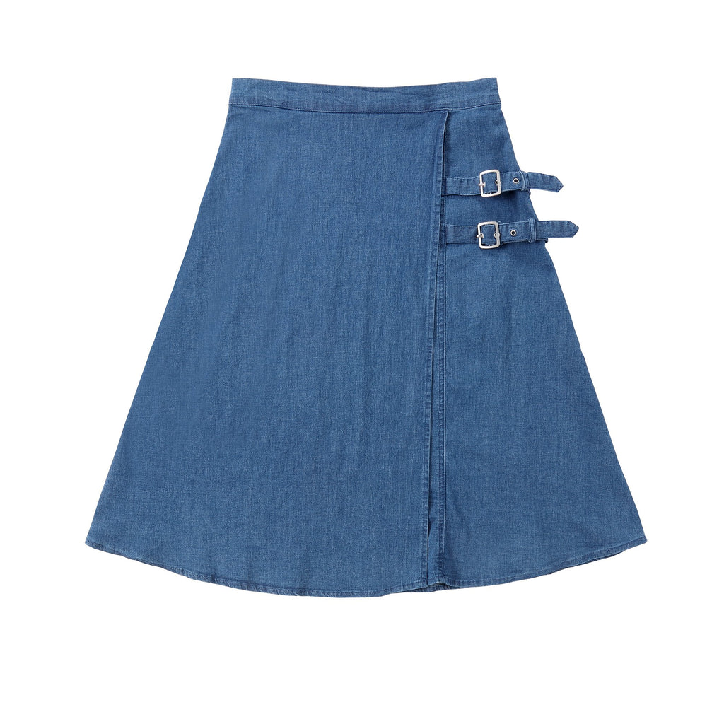 Teens Blue Denim Buckle Skirt