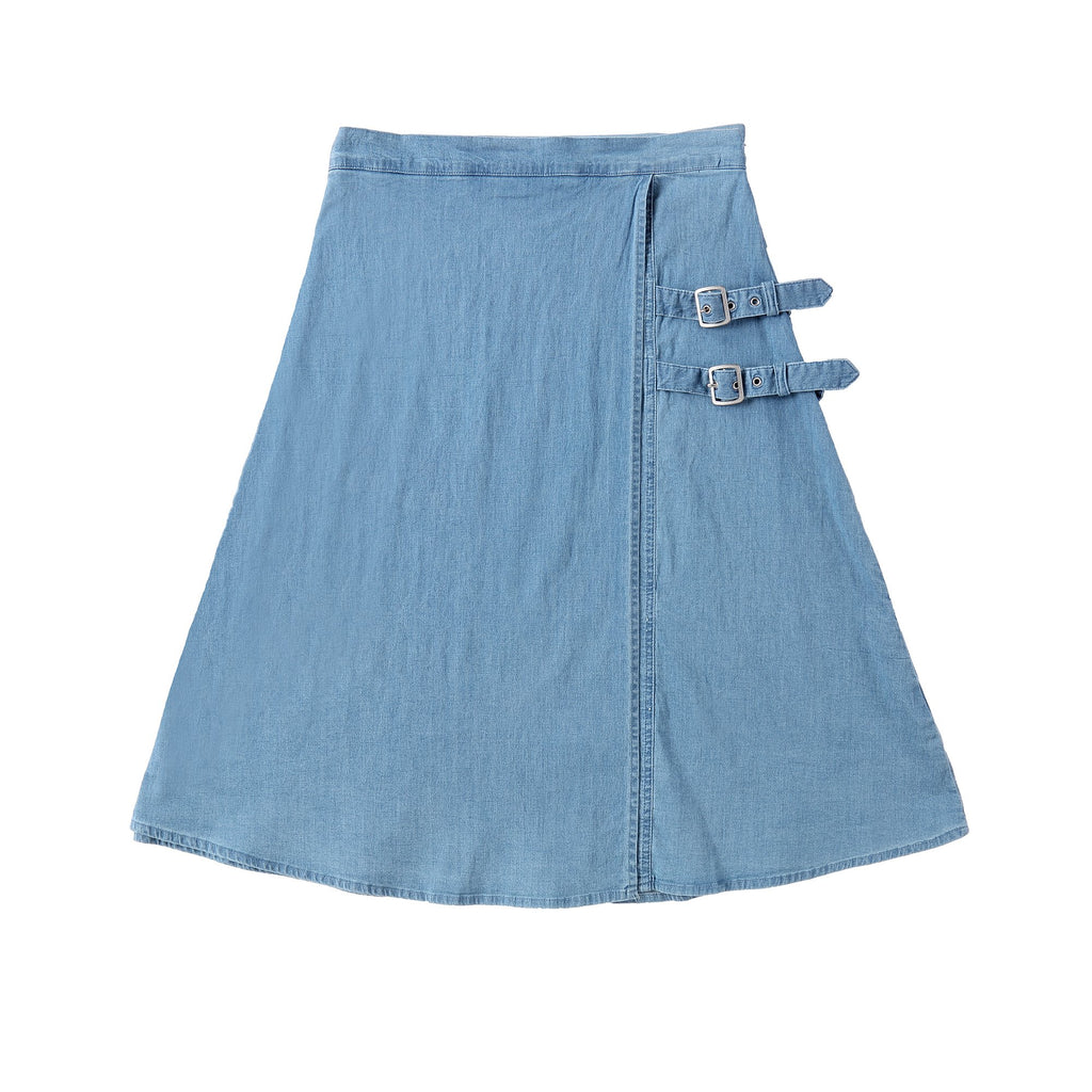 Teens Light  Denim Buckle Skirt