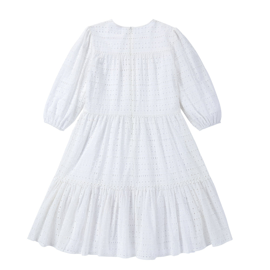 Teens White Eyelet Tiered Dress