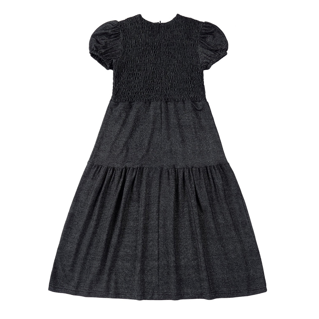 Black Sparkle Shirred Bodice Maxi Dress