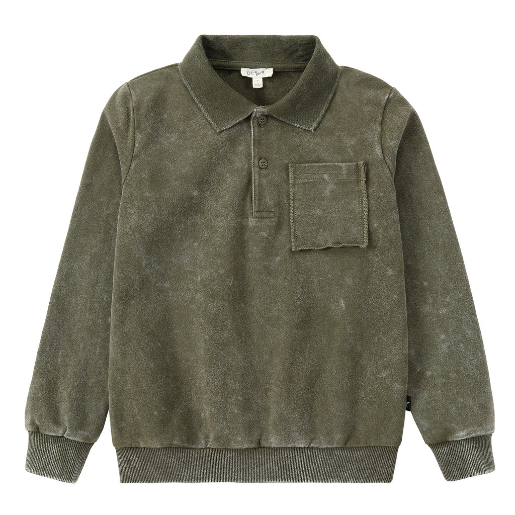 Green Wash Sweatshirt Polo