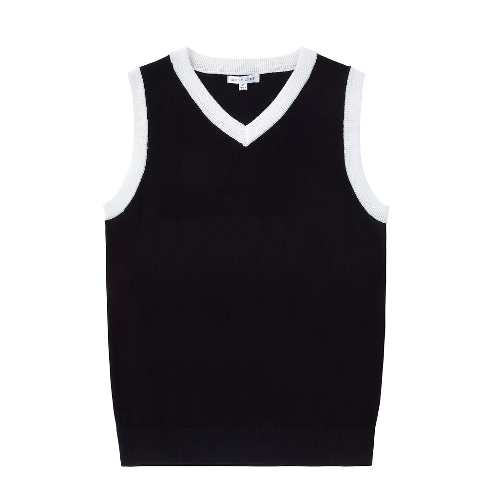 Black Pullover Vest with White Accents