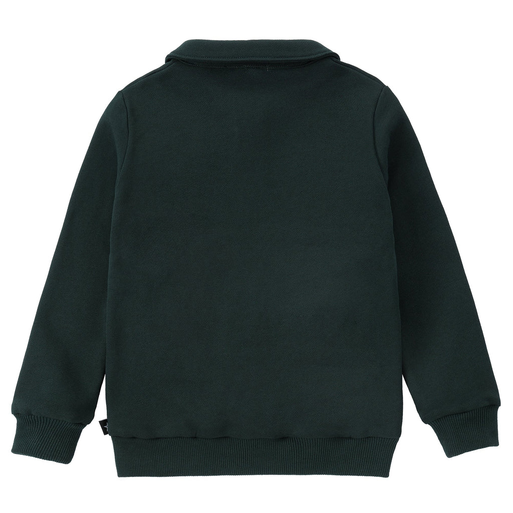 Emerald Green Sweatshirt With Zip-Mock Neck Detail