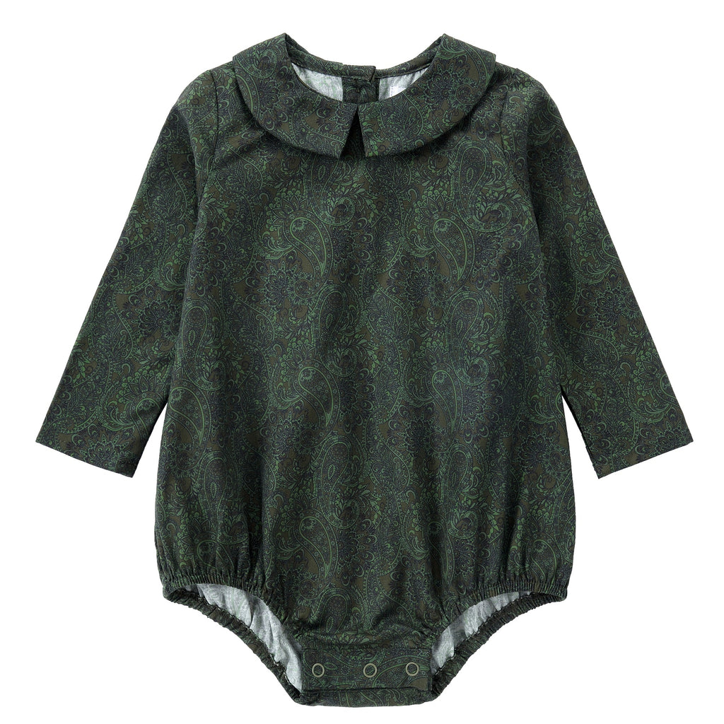 Green Paisley Collar Romper